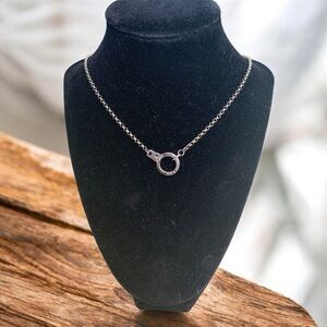 Air and Anchor 24” Cuff Keeper Round link Chain Necklace Silver Tone